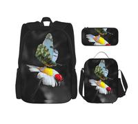 Pidgazdfgv Butterfly Ladybug Flower Backpack Kid Boys Girls Lunch Box School Bookbag Set Secondary Pupil College Student Gift