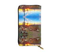 Pidgazdfgv Cactus Desert Sunset Women RFID Blocking Wallet Leather Zip Phone Clutch Large Capacity Lady Travel Purse Gifts