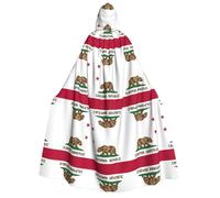 Pidgazdfgv California State Flag Adult Hooded Robe Cloak Knight Fancy Cool Halloween Cos Costume Cape Length Hooded Cloak