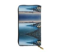 Pidgazdfgv Calm Sea and Rocks Women RFID Blocking Wallet Leather Zip Phone Clutch Large Capacity Lady Travel Purse Gifts