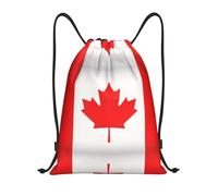 Pidgazdfgv Canadian Flag Drawstring Backpack Sports Gym Sackpack Mesh Pockets Water Resistant String Bag Women Men