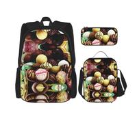 Pidgazdfgv Chocolate Backpack Kid Boys Girls Lunch Box School Bookbag Set Secondary Pupil College Student Gift
