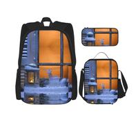 Pidgazdfgv Christmas Elk Backpack Kid Boys Girls Lunch Box School Bookbag Set Secondary Pupil College Student Gift