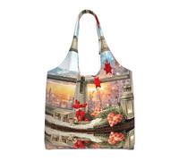 Pidgazdfgv Christmas Window Canvas Tote Bag Reusable Grocery Shopping Bag Daily Shopping Bag Gift Travel Nurse Teacher