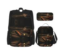 Pidgazdfgv Cigar & Whiskey Backpack Kid Boys Girls Lunch Box School Bookbag Set Secondary Pupil College Student Gift