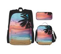 Pidgazdfgv Coconut Palm Tree Sandy Beach Backpack Kid Boys Girls Lunch Box School Bookbag Set Secondary Pupil College Student Gift