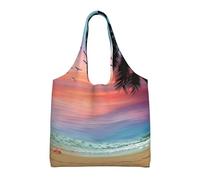 Pidgazdfgv Coconut Palm Tree Sandy Beach Canvas Tote Bag Reusable Grocery Shopping Bag Daily Shopping Bag Gift Travel Nurse Teacher
