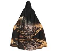 Pidgazdfgv Coffee Beans Adult Hooded Robe Cloak Knight Fancy Cool Halloween Cos Costume Cape Length Hooded Cloak