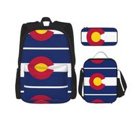 Pidgazdfgv Colorado State Flag Backpack Kid Boys Girls Lunch Box School Bookbag Set Secondary Pupil College Student Gift