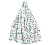 Pidgazdfgv Colored Doodle Flowers Hooded Cloak Unisex Adult Cape Cosplay Costumes 58" Halloween Christmas Party Fancy Dress