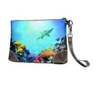 Pidgazdfgv Colorful Fish Groups Genuine Leather Wristlet Clutch Bag Cell Phone Wallet Purse Wallet Purses Handbags Women