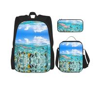 Pidgazdfgv Colorful Fishes Backpack Kid Boys Girls Lunch Box School Bookbag Set Secondary Pupil College Student Gift