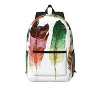 Pidgazdfgv Colorful Hand Drawn Feathers On White 17 Inch Laptop Backpack School Business Flight Approved Weekend Luggage Sleeve Women Men
