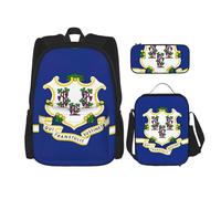 Pidgazdfgv Connecticut State Flag Backpack Kid Boys Girls Lunch Box School Bookbag Set Secondary Pupil College Student Gift