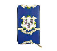 Pidgazdfgv Connecticut State Flag Women RFID Blocking Wallet Leather Zip Phone Clutch Large Capacity Lady Travel Purse Gifts