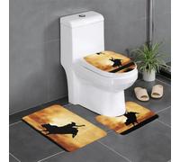 Pidgazdfgv Cool Bull Riding Bathroom Rug Mat Set 3 Bath Set Non-Slip Carpet Mats U-Shaped Toilet Bathroom Tub Shower