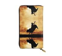 Pidgazdfgv Cool Bull Riding Women RFID Blocking Wallet Leather Zip Phone Clutch Large Capacity Lady Travel Purse Gifts