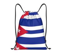 Pidgazdfgv Cuban Flag Drawstring Backpack Sports Gym Sackpack Mesh Pockets Water Resistant String Bag Women Men