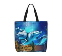 Pidgazdfgv Cute Dolphin Shopping Bag Eco Friendly Shopping Tote Bag School Work Laptop Women Girl Handbag Everyday