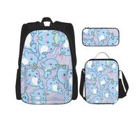 Pidgazdfgv Cute Fish Backpack Kid Boys Girls Lunch Box School Bookbag Set Secondary Pupil College Student Gift