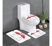 Pidgazdfgv Cute Flamingo Bathroom Rug Mat Set 3 Bath Set Non-Slip Carpet Mats U-Shaped Toilet Bathroom Tub Shower