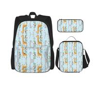 Pidgazdfgv Cute Giraffe Flowers Backpack Kid Boys Girls Lunch Box School Bookbag Set Secondary Pupil College Student Gift