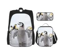 Pidgazdfgv Cute Penguin Animal Pattern Backpack Kid Boys Girls Lunch Box School Bookbag Set Secondary Pupil College Student Gift