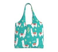 Pidgazdfgv Cute White Llama And Cactus Canvas Tote Bag Reusable Grocery Shopping Bag Daily Shopping Bag Gift Travel Nurse Teacher