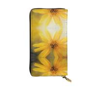 Pidgazdfgv Daisy Flower Picture Women RFID Blocking Wallet Leather Zip Phone Clutch Large Capacity Lady Travel Purse Gifts