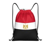 Pidgazdfgv Egyptian Flag Drawstring Backpack Sports Gym Sackpack Mesh Pockets Water Resistant String Bag Women Men