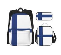 Pidgazdfgv Finnish Flag Backpack Kid Boys Girls Lunch Box School Bookbag Set Secondary Pupil College Student Gift