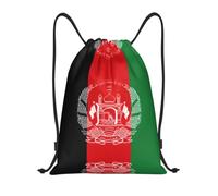 Pidgazdfgv Flag Of Afghanistan Drawstring Backpack Sports Gym Sackpack Mesh Pockets Water Resistant String Bag Women Men