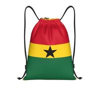 Pidgazdfgv Flag Of Ghana Drawstring Backpack Sports Gym Sackpack Mesh Pockets Water Resistant String Bag Women Men