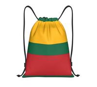 Pidgazdfgv Flag Of Lithuania Drawstring Backpack Sports Gym Sackpack Mesh Pockets Water Resistant String Bag Women Men