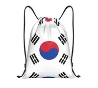 Pidgazdfgv Flag Of Republic Of Korea Drawstring Backpack Sports Gym Sackpack Mesh Pockets Water Resistant String Bag Women Men