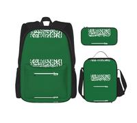 Pidgazdfgv Flag of Saudi Arabia Backpack Kid Boys Girls Lunch Box School Bookbag Set Secondary Pupil College Student Gift