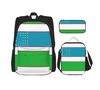 Pidgazdfgv Flag of The Republic of Uzbekistan Backpack Kid Boys Girls Lunch Box School Bookbag Set Secondary Pupil College Student Gift