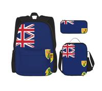 Pidgazdfgv Flag of The Turks and Caicos Islands Backpack Kid Boys Girls Lunch Box School Bookbag Set Secondary Pupil College Student Gift