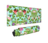 Pidgazdfgv Flamingo Love Flowers Premium Spill-Proof Stain-Resistant Cloth Gaming Mouse Pad 800 X 300 X 3 Mm Long Desk Pad