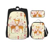 Pidgazdfgv Giraffe Heart Flower Butterfly Backpack Kid Boys Girls Lunch Box School Bookbag Set Secondary Pupil College Student Gift