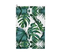 Pidgazdfgv Green Banana Leaves Golf Towel Golf Club Clean Microfiber Fabric Waffle Towels Heavy Duty Carabiner Clip Gifts