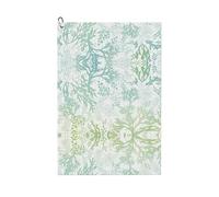 Pidgazdfgv Green Sea Blue Seaweed Golf Towel Golf Club Clean Microfiber Fabric Waffle Towels Heavy Duty Carabiner Clip Gifts
