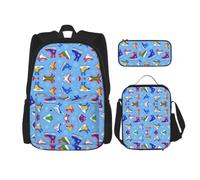 Pidgazdfgv Hockey Elements Creative Patterned Backpack Kid Boys Girls Lunch Box School Bookbag Set Secondary Pupil College Student Gift
