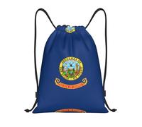 Pidgazdfgv Idaho State Flag Drawstring Backpack Sports Gym Sackpack Mesh Pockets Water Resistant String Bag Women Men