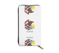 Pidgazdfgv Illinois State Flag Women RFID Blocking Wallet Leather Zip Phone Clutch Large Capacity Lady Travel Purse Gifts