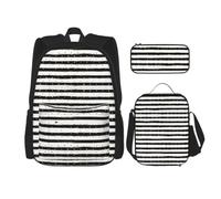 Pidgazdfgv Ink and Gold Dot Stripes Backpack Kid Boys Girls Lunch Box School Bookbag Set Secondary Pupil College Student Gift