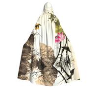 Pidgazdfgv Ink Lotus Painting Hooded Cloak Unisex Adult Cape Cosplay Costumes 58" Halloween Christmas Party Fancy Dress