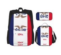 Pidgazdfgv Iowa State Flag Backpack Kid Boys Girls Lunch Box School Bookbag Set Secondary Pupil College Student Gift