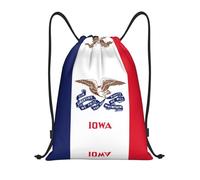 Pidgazdfgv Iowa State Flag Drawstring Backpack Sports Gym Sackpack Mesh Pockets Water Resistant String Bag Women Men