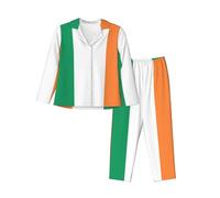 Pidgazdfgv Irish Flag Women Pajamas Sets Ladies Pyjamas Set Long Sleeve Loungewear Pjs Set Nightwear Sleepwear Black
